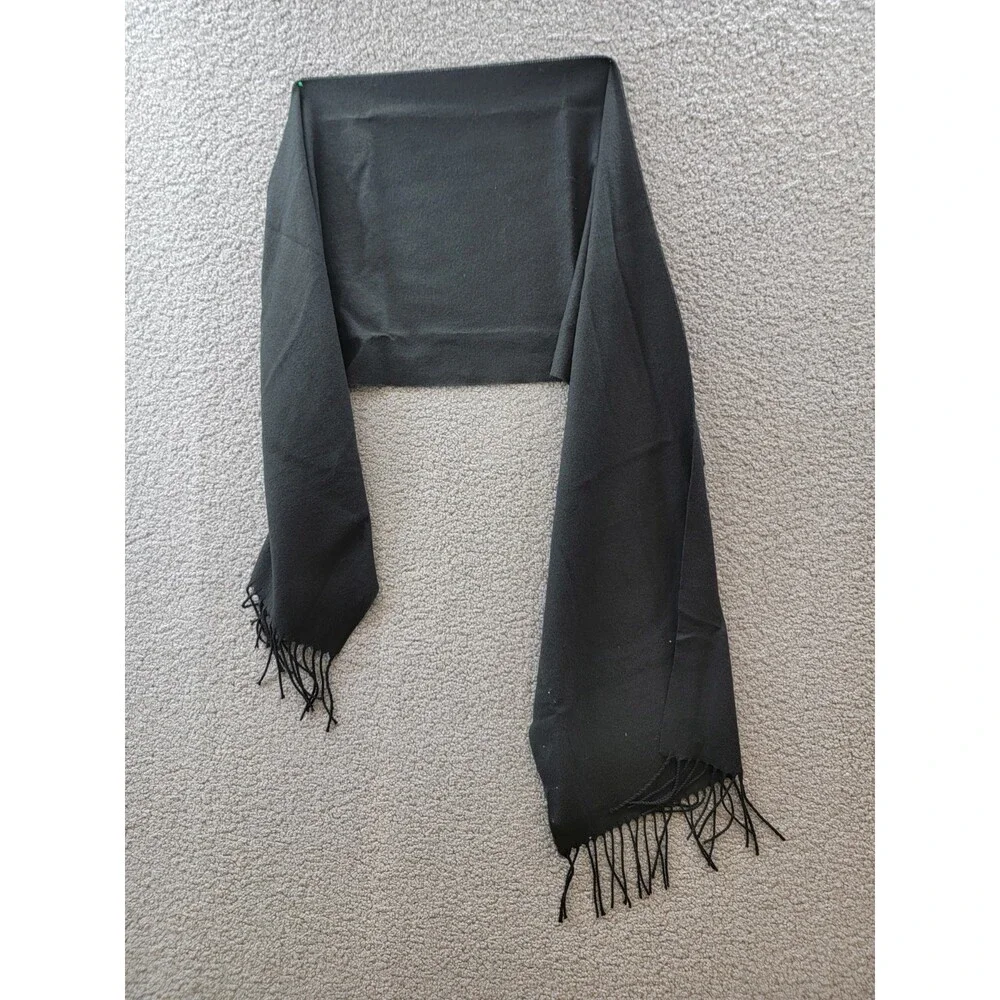 Club Room Beanie & Scarf Set Men's One Size Black Solid Fringe Trim